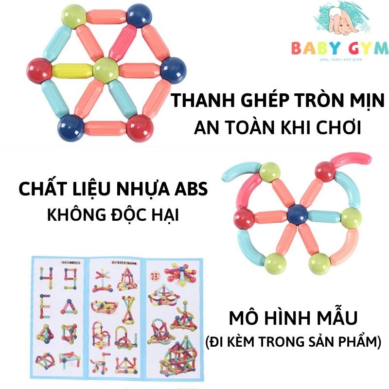 Bộ xếp hình nam châm cho bé BABYGYM đồ chơi nam châm xếp hình thông minh, phát triển tính sáng tạo cho trẻ từ 3 tuổi