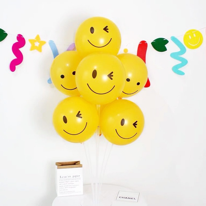 Set 10 Bong Bóng Hình Mặt Cười Hoạt Hình 12INCH Trang Trí Tiệc