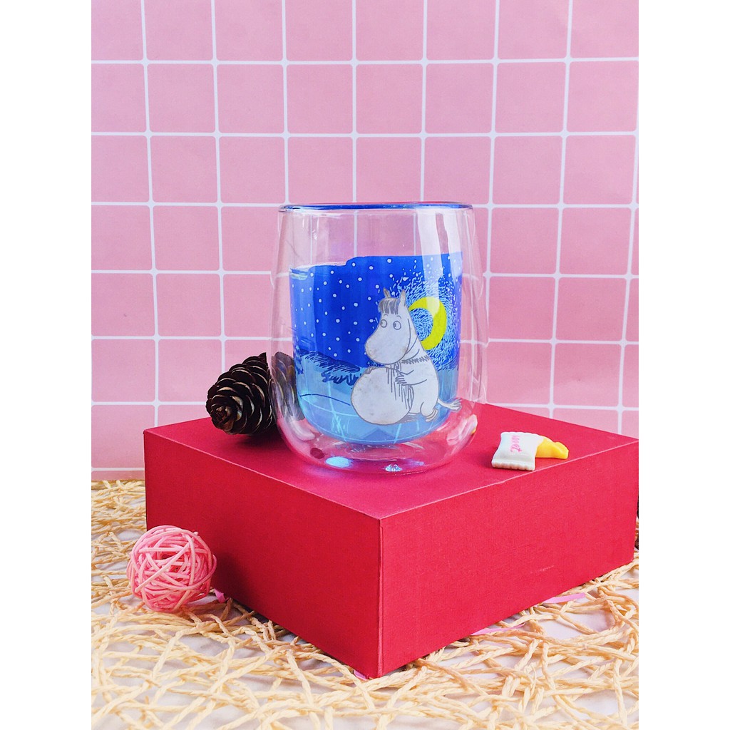 [XẢ HÀNG] Ly thủy tinh 2 lớp cách nhiệt MOOMIN 200ml họa tiết hoạt hình dễ thương