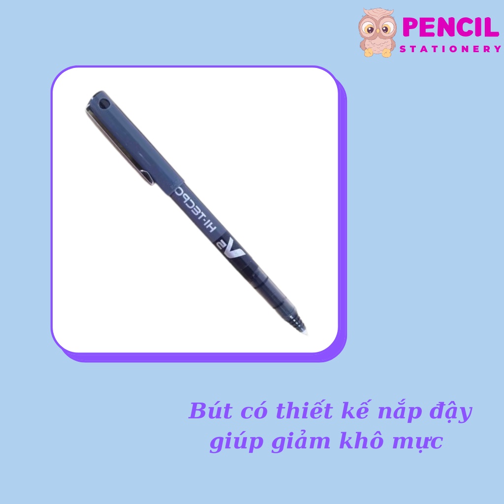 Bút Nước Mực Gel Hi-Tecpoint V5 Ngòi 0.5mm Màu Xanh, Bút Bi Ký Đẹp Êm Trơn Tru Cho Học Sinh Văn Phòng