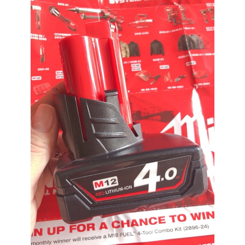 Pin đóng mới Milwaukee M12  tem in 5.0ah .nhận sạc zin