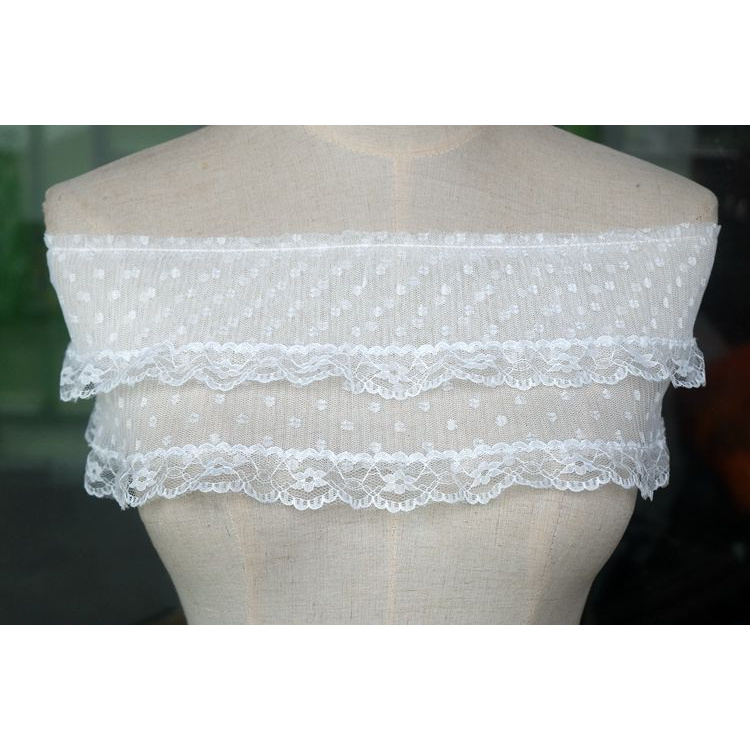 Miếng ren xếp ly trang trí lai áo/tay áo/cổ áo thủ công rộng 12-13 cm