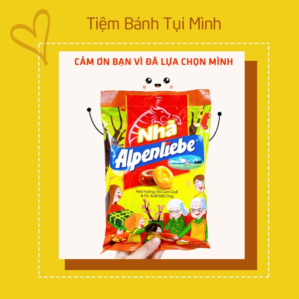 Kẹo Alpenliebe Trà Cam Quế &amp; Trà Bưởi Mật Ong phiên bản Nhà ngày Tết (329 gram)