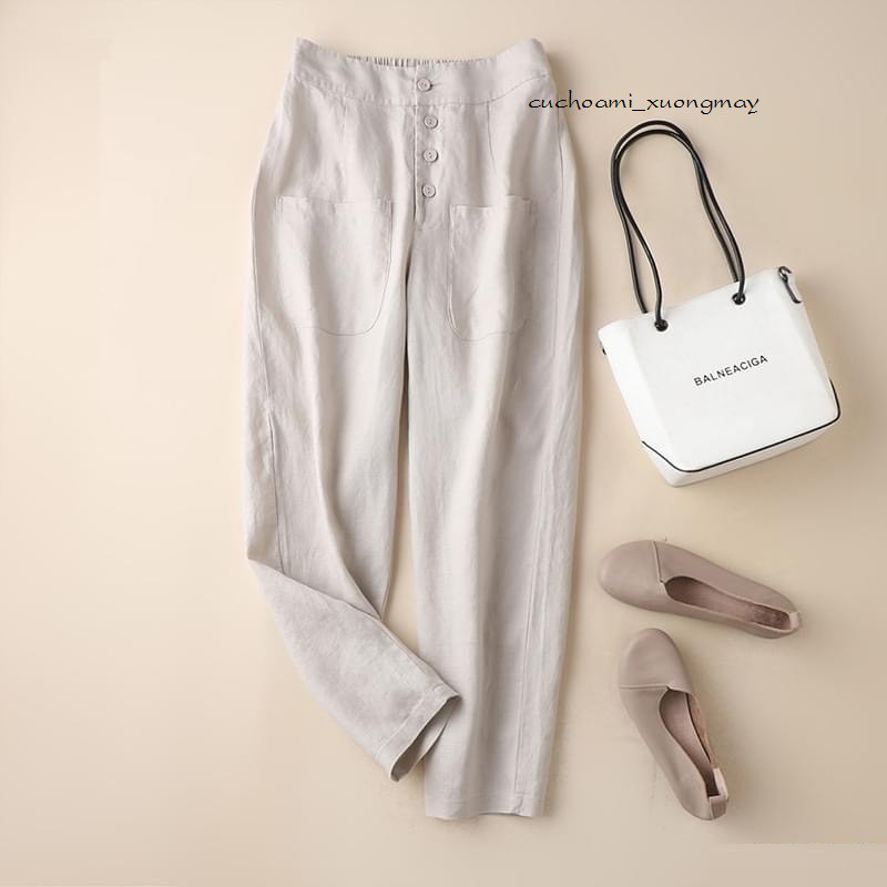 Quần baggy đũi lưng chun 4 khuy 2 túi nhiều màu