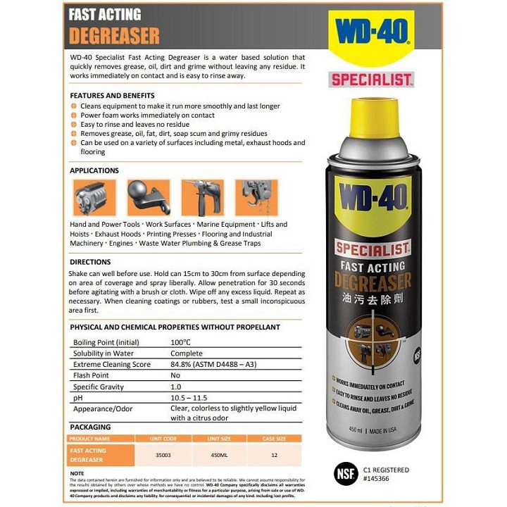 Dung dịch tẩy nhờn hiệu quả tức thì WD-40 450ml