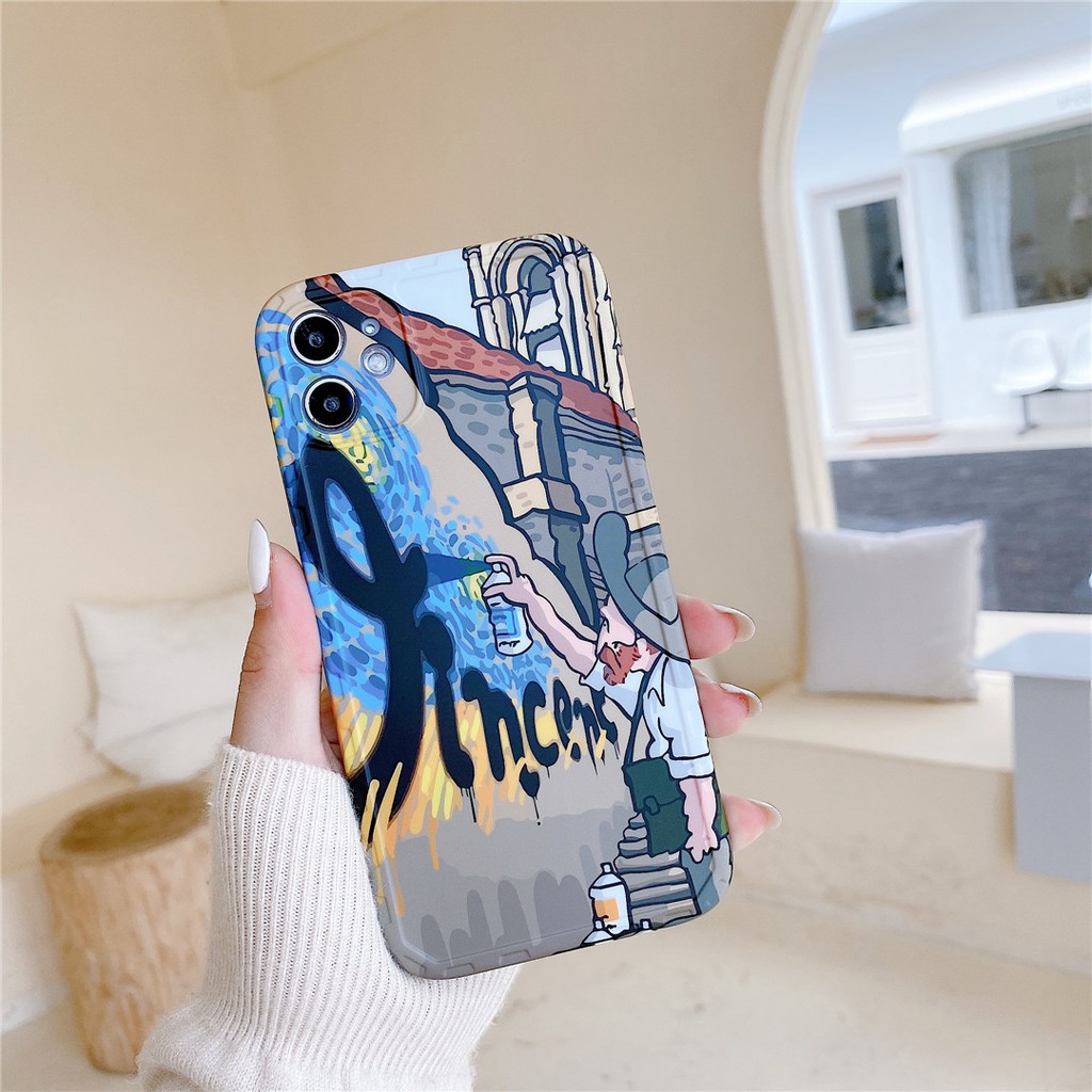 Ốp điện thoại nhựa mềm hoạ tiết chữ nghệ thuật Graffiti cho iPhone13 12 mini 11 PRO MAX 7/8plus SE2020 X/XS XR XSMAX