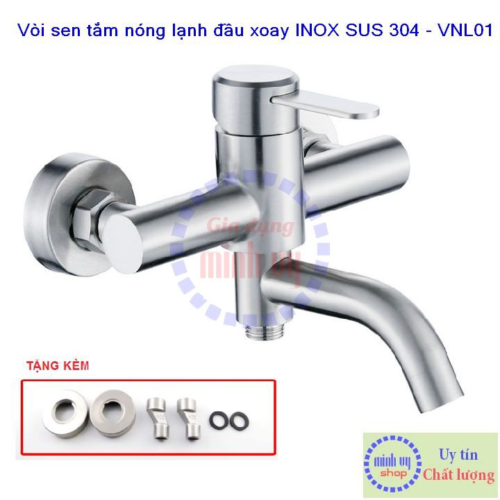 Củ sen tắm - Vòi sen tắm nóng lạnh có thể điều chỉnh vòi xoay Inox SUS 304 VNL01
