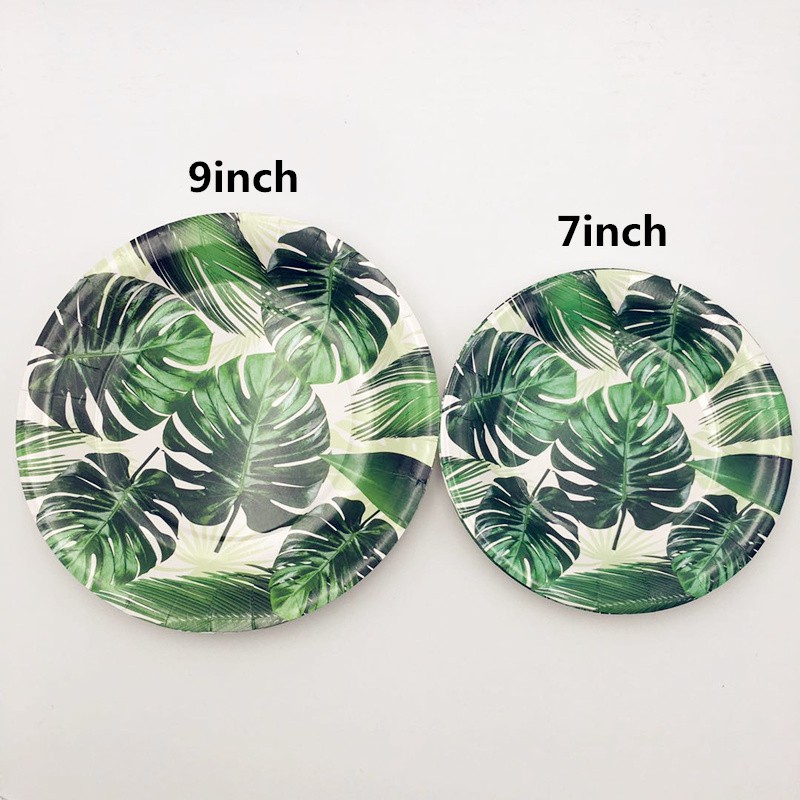 Bộ 6 Đĩa Giấy 7 / 9inch In Hình Lá Cọ Xanh Dùng Một Lần Cho Bữa Tiệc