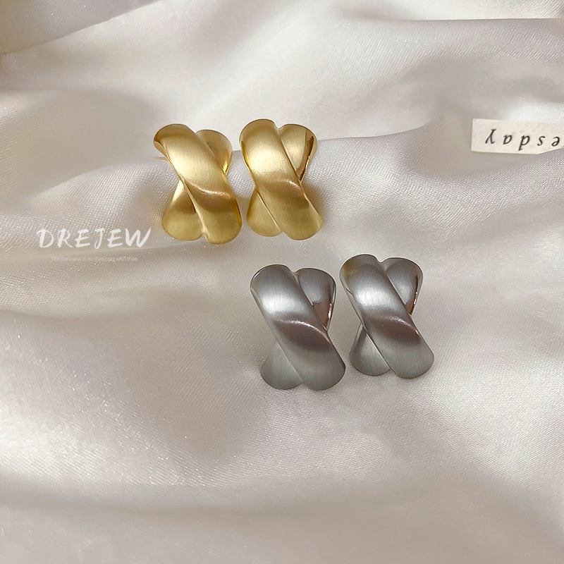 DREJEW Khuyên tai kim loại kiểu hình học phong cách Hàn Quốc cá tính cho nữ