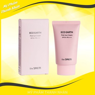 [New 2020] Kem Chống Nắng Giảm Dầu, Giúp Da Sáng Hồng Tự Nhiên The Saem Eco Earth Power Pink Sun Cream SPF50+ PA++++ 50g