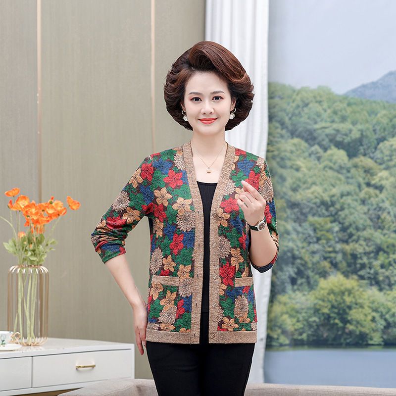 Áo Khoác Tay Dài Dáng Rộng Cỡ Lớn Thời Trang Mùa Thu Cho Nữ Trung Niên