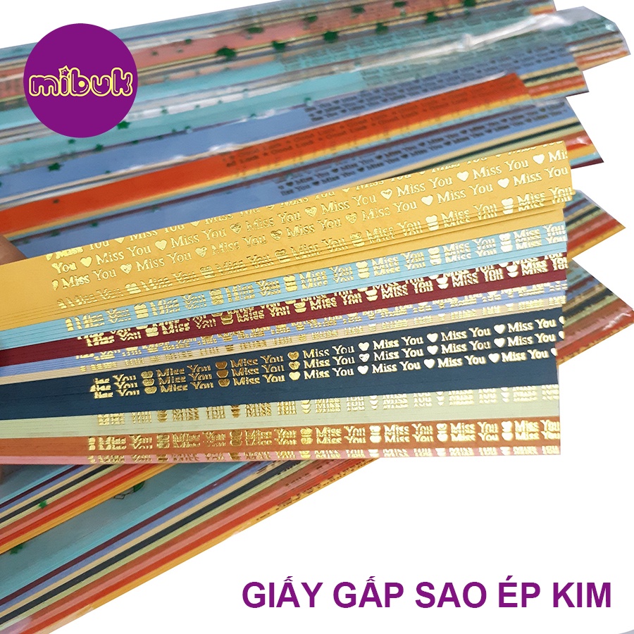 Giấy gấp sao ép kim Miss you & Good Luck cao cấp màu sang trọng