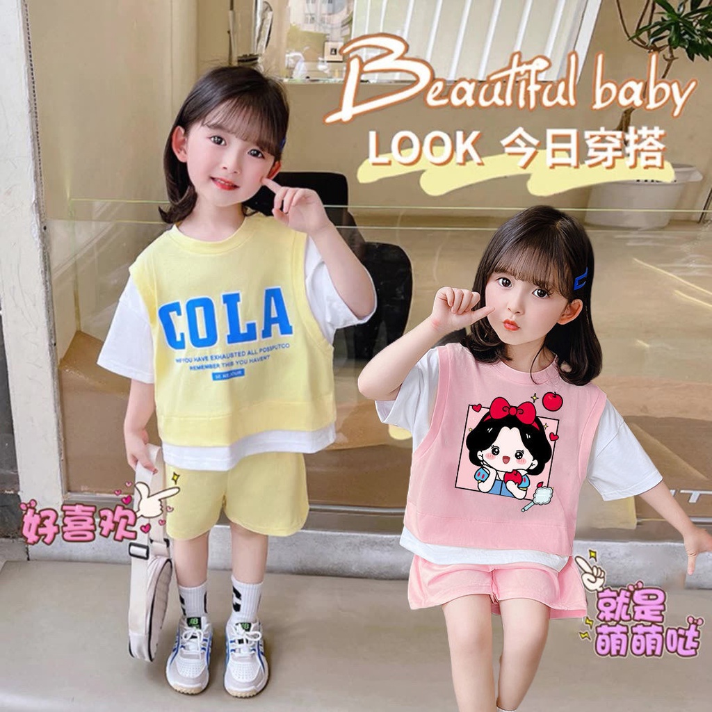 Hàng Mới Về Set Áo Thun Ngắn Tay Và Quần Short Thời Trang Mùa Hè Cho Bé Gái
