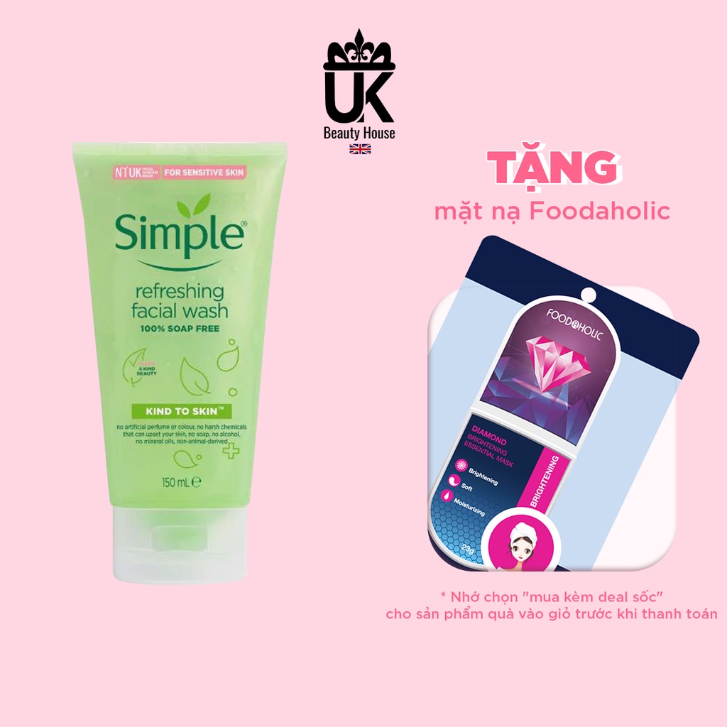 [Mã SKAMPUSH11 giảm 10% đơn 200k] Sữa Rửa Mặt Simple Gel Kind To Skin Refreshing Facial Wash Gel 150Ml | WebRaoVat - webraovat.net.vn