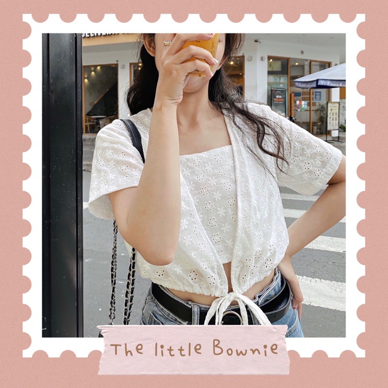 Set áo trắng hoa thêu JOY TOP của The little Bownie