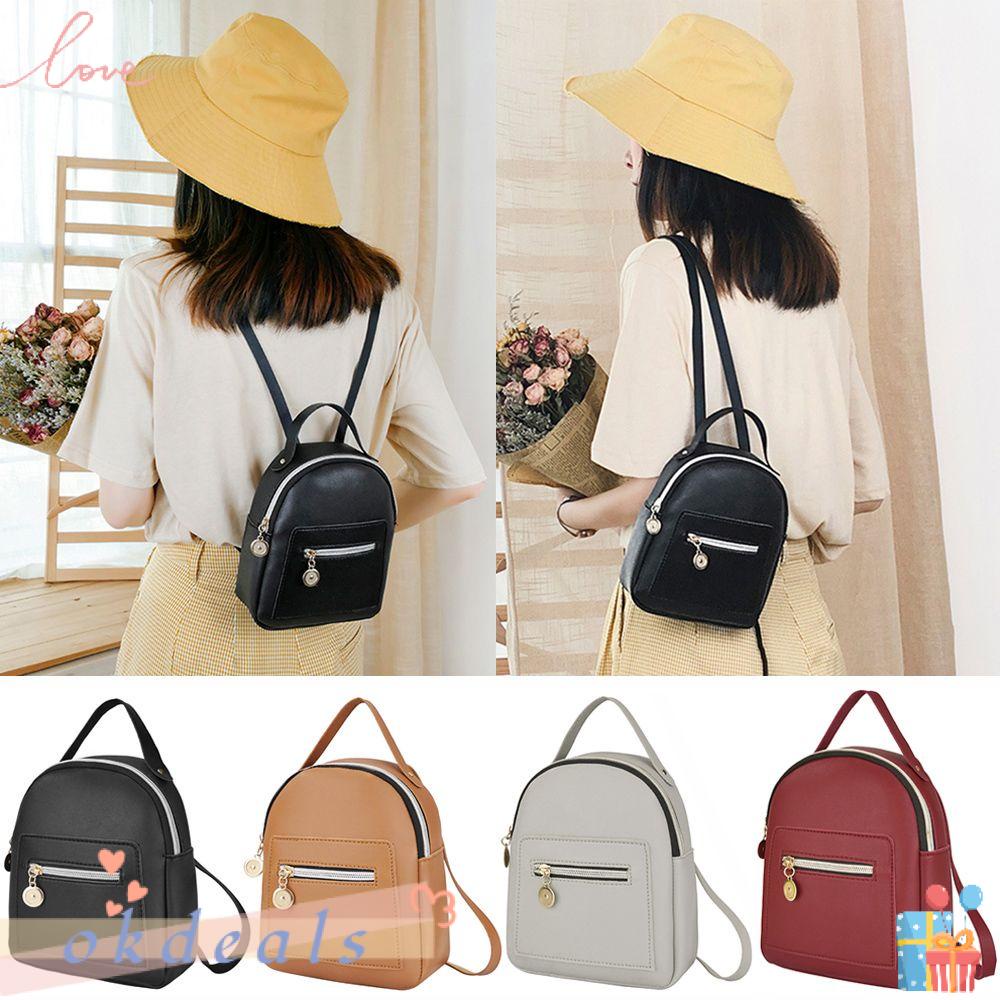 ღOKDEALSღ Fashion Mini Backpack Business Waterproof Shoulder Bag Women Travel Small Girl PU Daypack/Multicolor