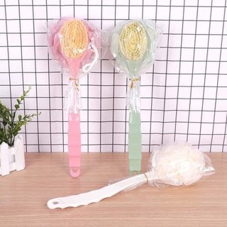 Bông tắm Hai mặt có cán chà lưng, bông tắm có tay cầm, cây cọ lưng cán dài xuất nhật giá rẻ