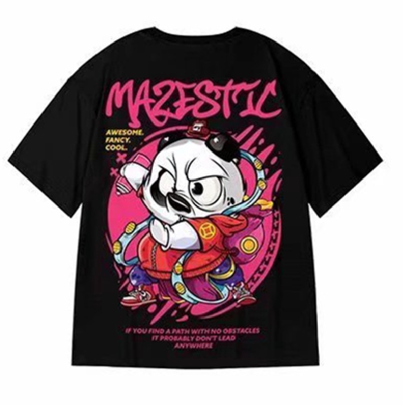 Áo Thun Tay Ngắn Dáng Rộng In Hoạt Hình Gấu Kiểu Hip-Hop Đường Phố Hàn Quốc Thời Trang Mùa Hè Cho Nam Cỡ M-8XL