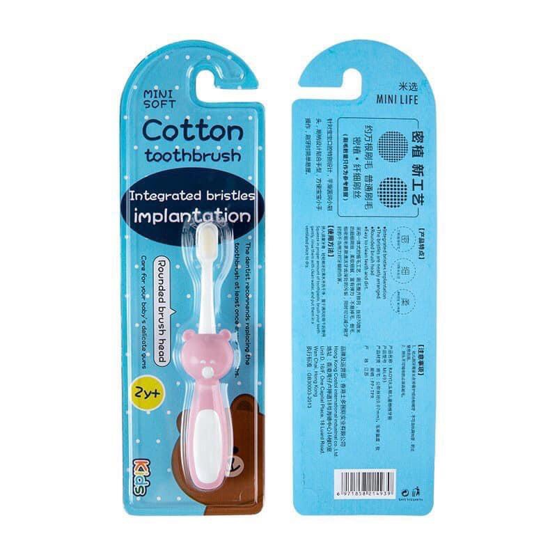 [CHÍNH HÃNG] Bàn chải đánh răng hình gấu cotton mềm mại cho bé Minisoft