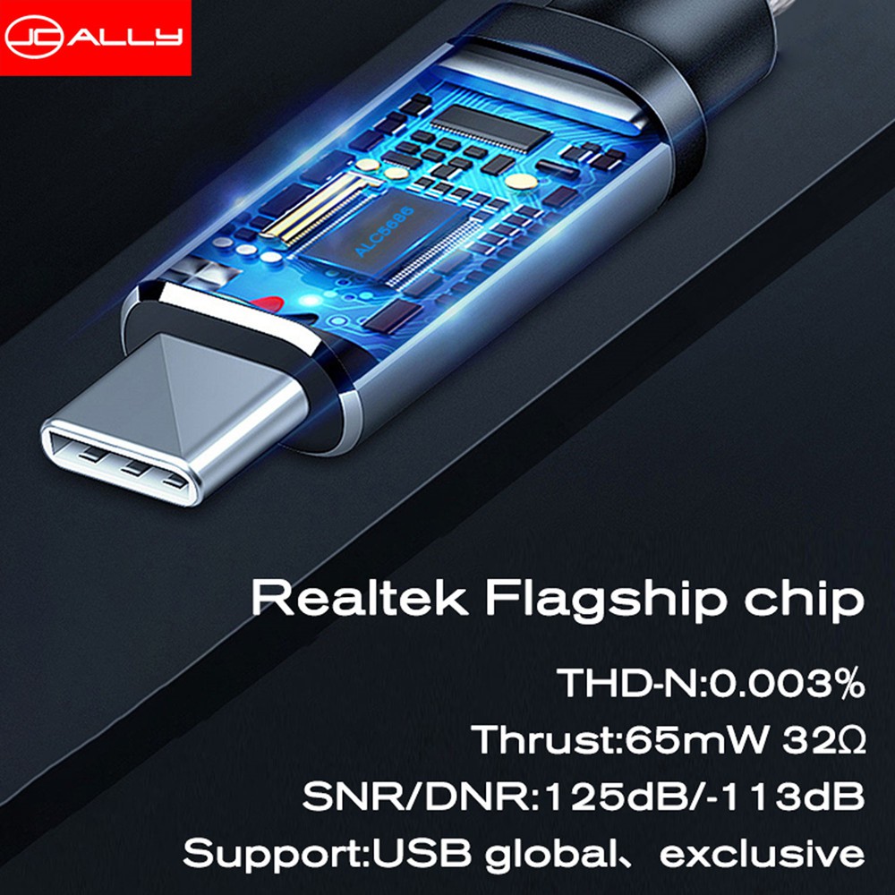Cáp giải mã khuếch đại âm thanh kỹ thuật số JM04PRO Realtek ALC5686 DAC loại c sang 3.5 cho điện thoại Android