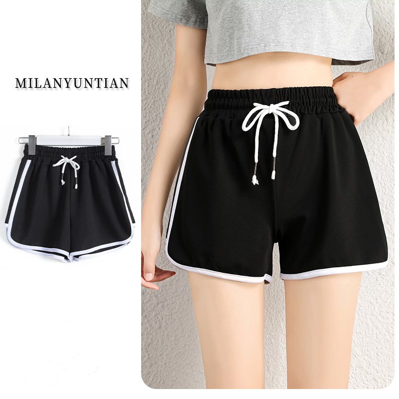 [Mã FAMARAL1 giảm 10K đơn 50K]Quần Đùi ngủ nữ Mặc ở nhà sọc trắng thể thao có dây 287 chất mềm mại