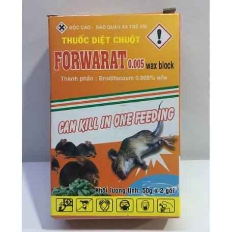 THUỐC DIỆT CHUỘT FORWARAT 0.005% - (10 gói, 50g/gói) Sử dụng ngay, không cần trộn mồi, An toàn cho người và vật nuôi