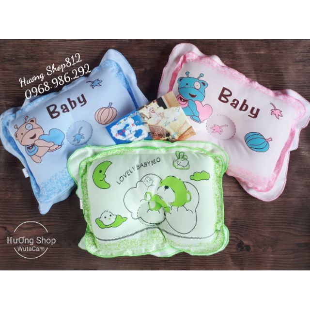 Gối lõm Kio chống méo đầu 100% cotton cho bé/loại đẹp