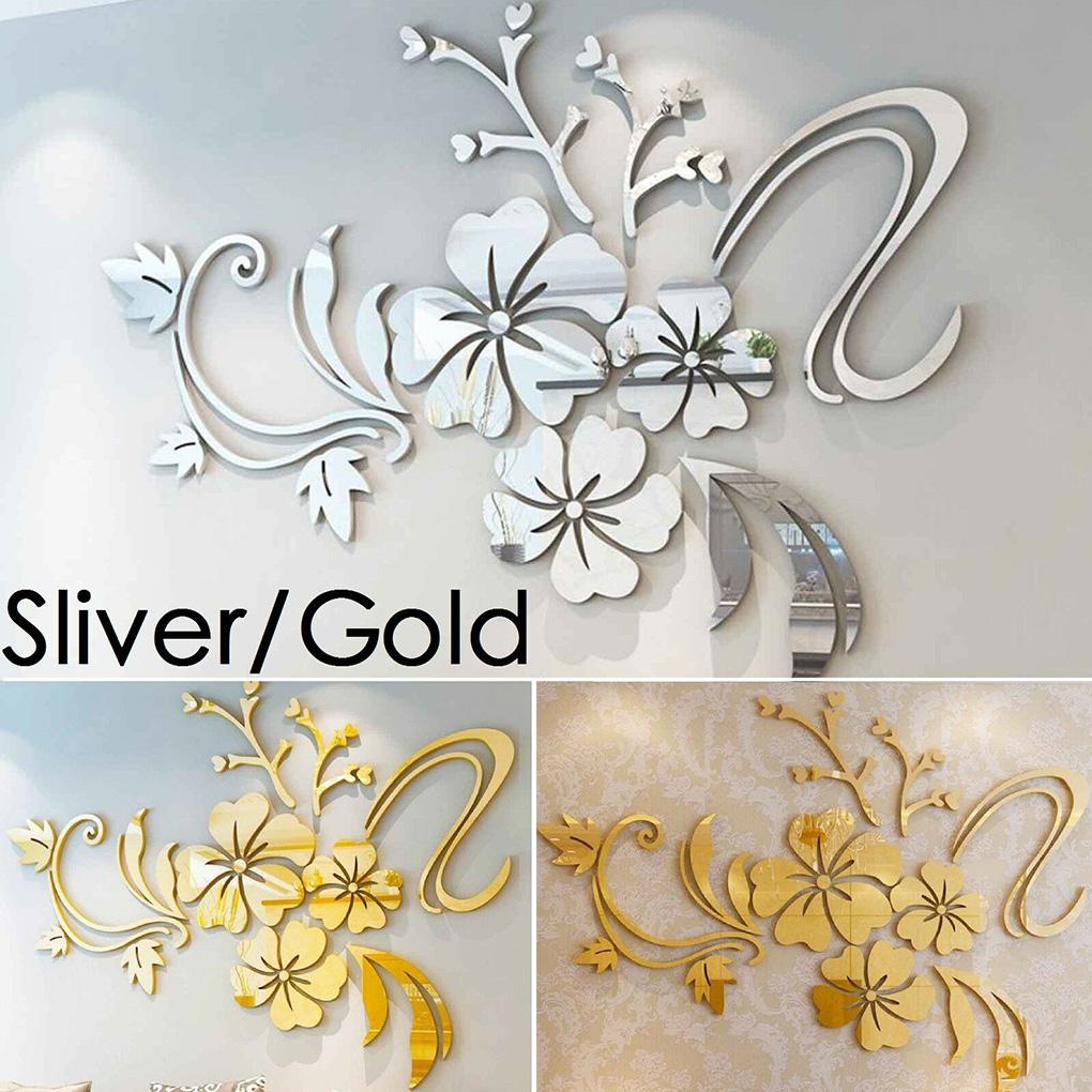 Gương Dán Tường Acrylic 3D Hình Hoa