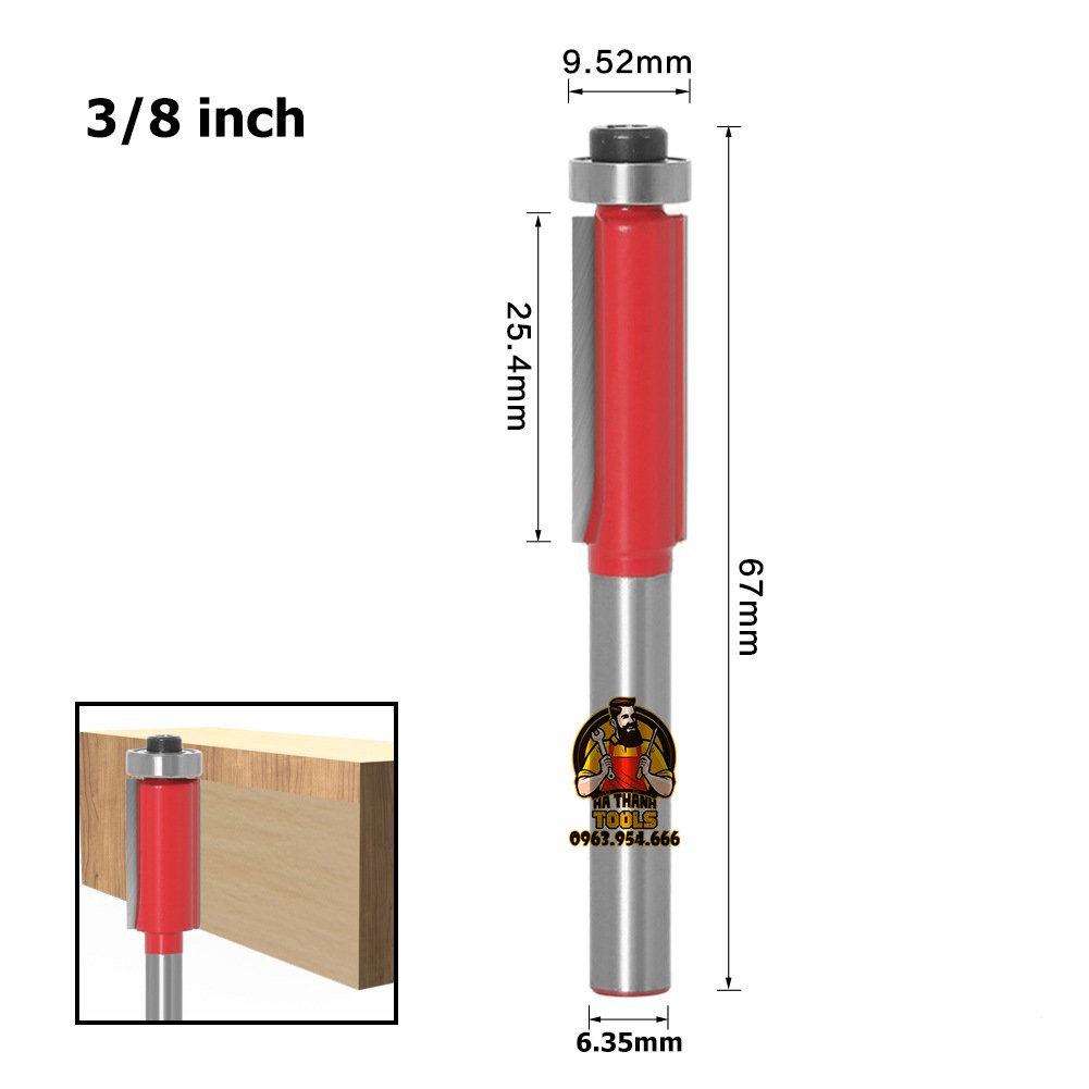 Mũi Phay Gỗ Thẳng Đầu Bi 1/4 - 1/2 inch Cốt 1/4 inch