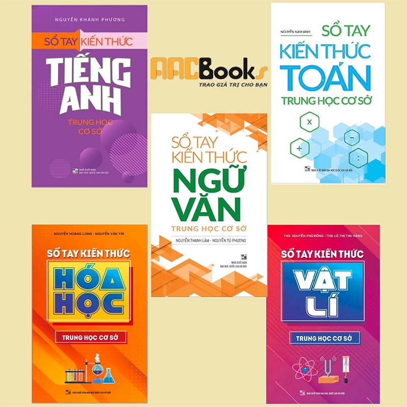 Sách - Trọn bộ 5 cuốn Sổ Tay Kiến Thức Toán  + Ngữ Văn + Tiếng Anh + Vật Lý + Hóa Học Trung Học Cơ Sở - lẻ tùy chọn