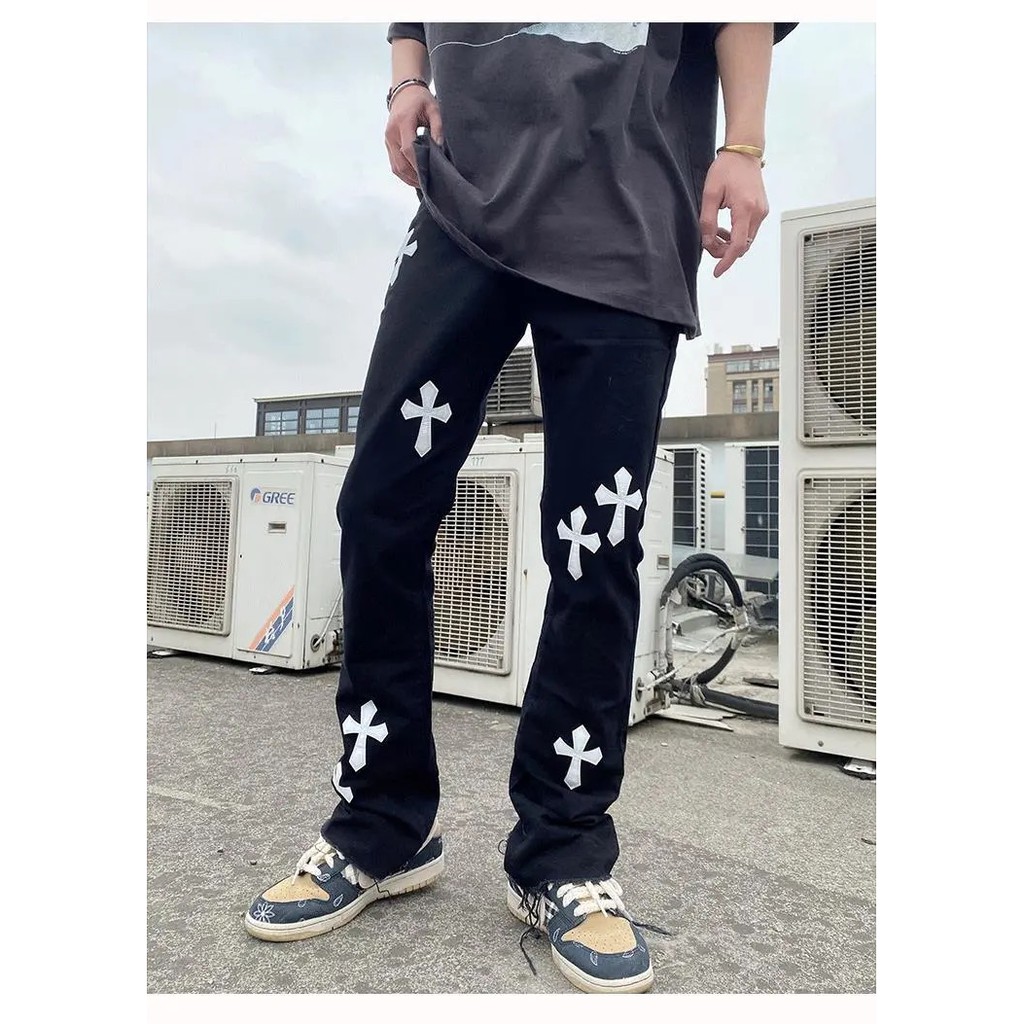 Quần jean unisex họa tiết thánh giá siêu chất