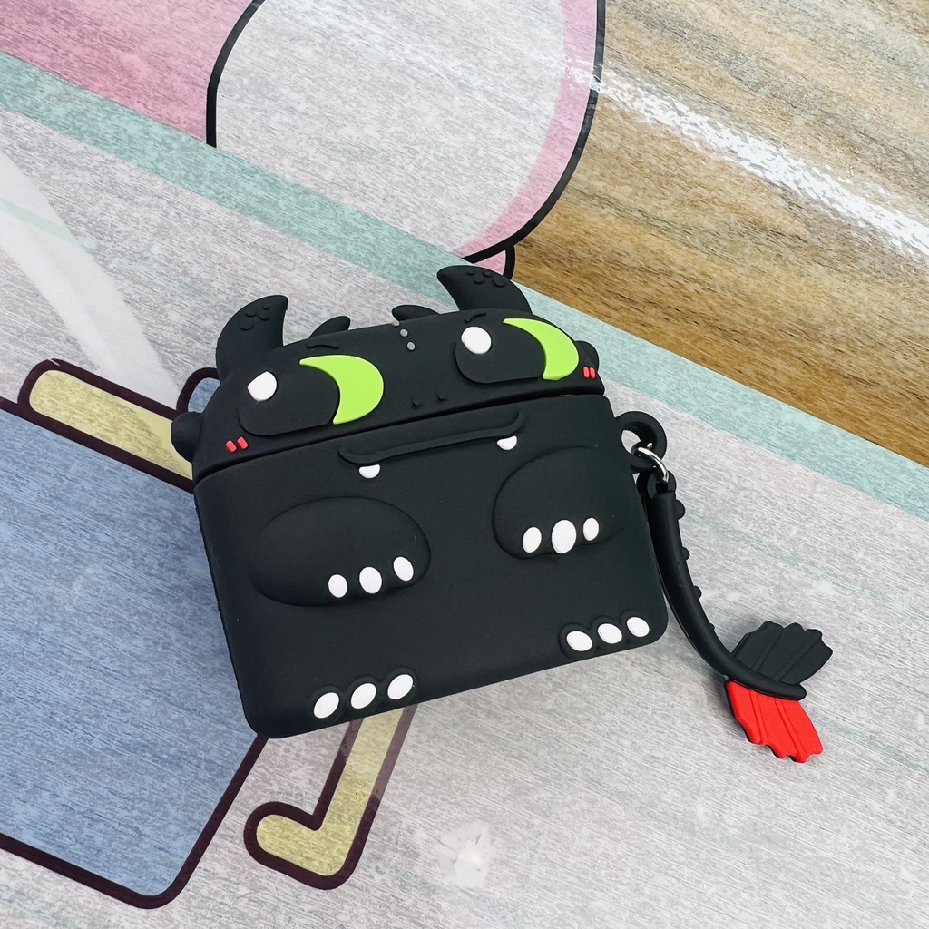 Case airpods 3 Vỏ Bọc  Hình Thú Đựng Hộp Sạc Tai Nghe Bằng Silicon Dẻo Đẹp mã rồng đen A3
