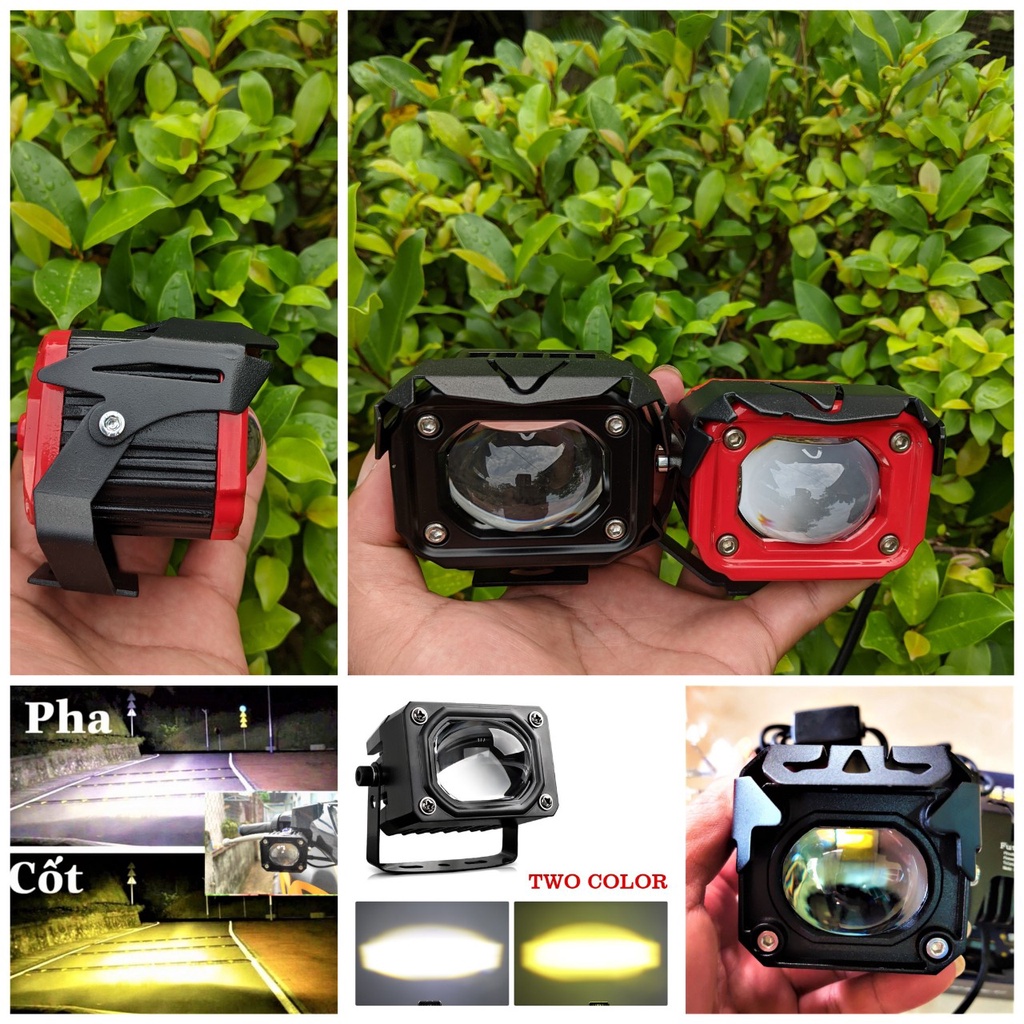 Đèn trợ sáng xe máy ô tô F20XP 60W siêu sáng cốt vàng pha trắng 2 chế độ cho khách víp, phụ kiện xe máy