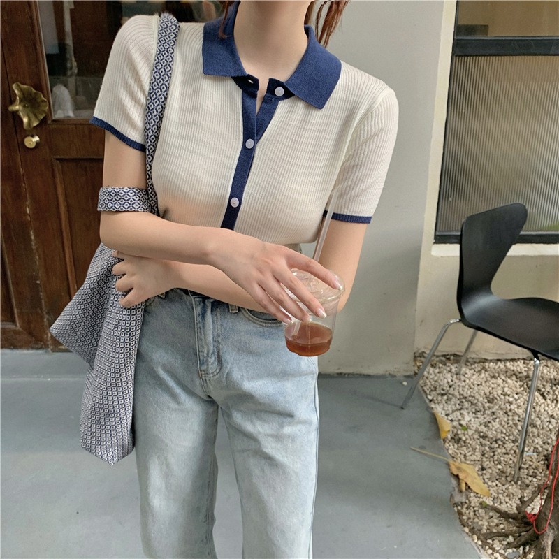  Áo polo Dệt Kim Tay Ngắn Chất Liệu Lụa Lạnh Mỏng Dành Cho Nữ 38-60kg | BigBuy360 - bigbuy360.vn