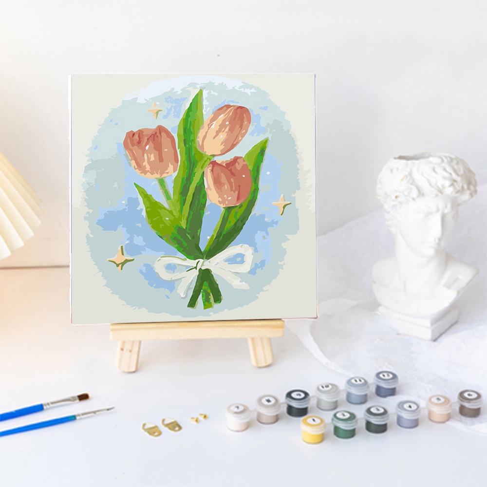 Bộ Tranh Sơn Dầu DIY Hình Hoa Cỡ Nhỏ 20*20/30*30cm