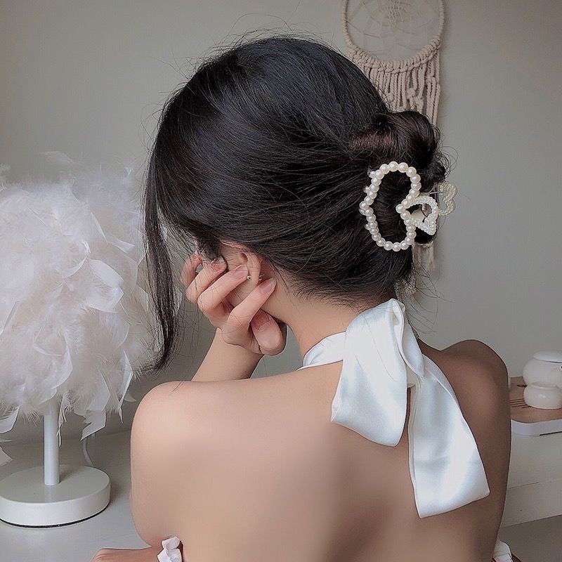 Kẹp Tóc Đính Ngọc Trai Giả Thiết Kế Đơn Giản Xinh Xắn