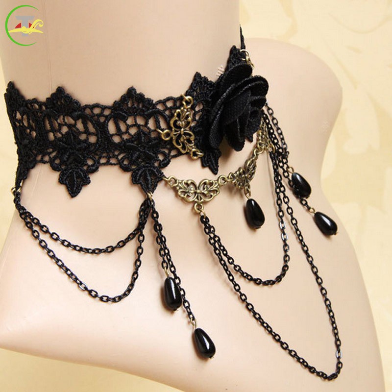 Vòng Cổ Choker Ren Hoa Handmade Phong Cách Gothic Cổ Điển Cho Nữ