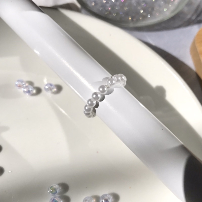 Beaded Rings - Nhẫn hạt giả ngọc trai trơn basic phong cách Hàn Quốc siêu dễ thương 🌈🌈🌈