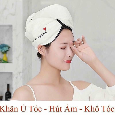 Khăn Quấn Tóc Siêu Thấm Nước - Khăn Lau Trùm Đầu Lau Khô Tóc Thông Minh Tiện Lợi Cho Chị Em