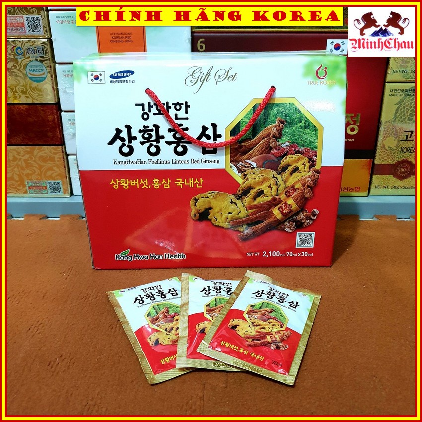 Nước hồng sâm Nấm thượng hoàng Kanghwa chính hãng, hộp 30 gói - Tăng đề kháng, thải độc cơ thể, phòng ung thư, minhchau