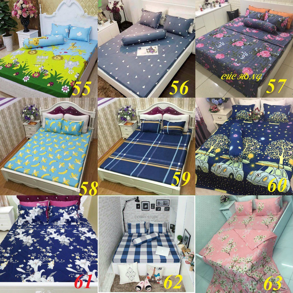 Combo bán buôn ga gối cotton poly m6, m8 nhiều mẫu (chat chọn mầu)