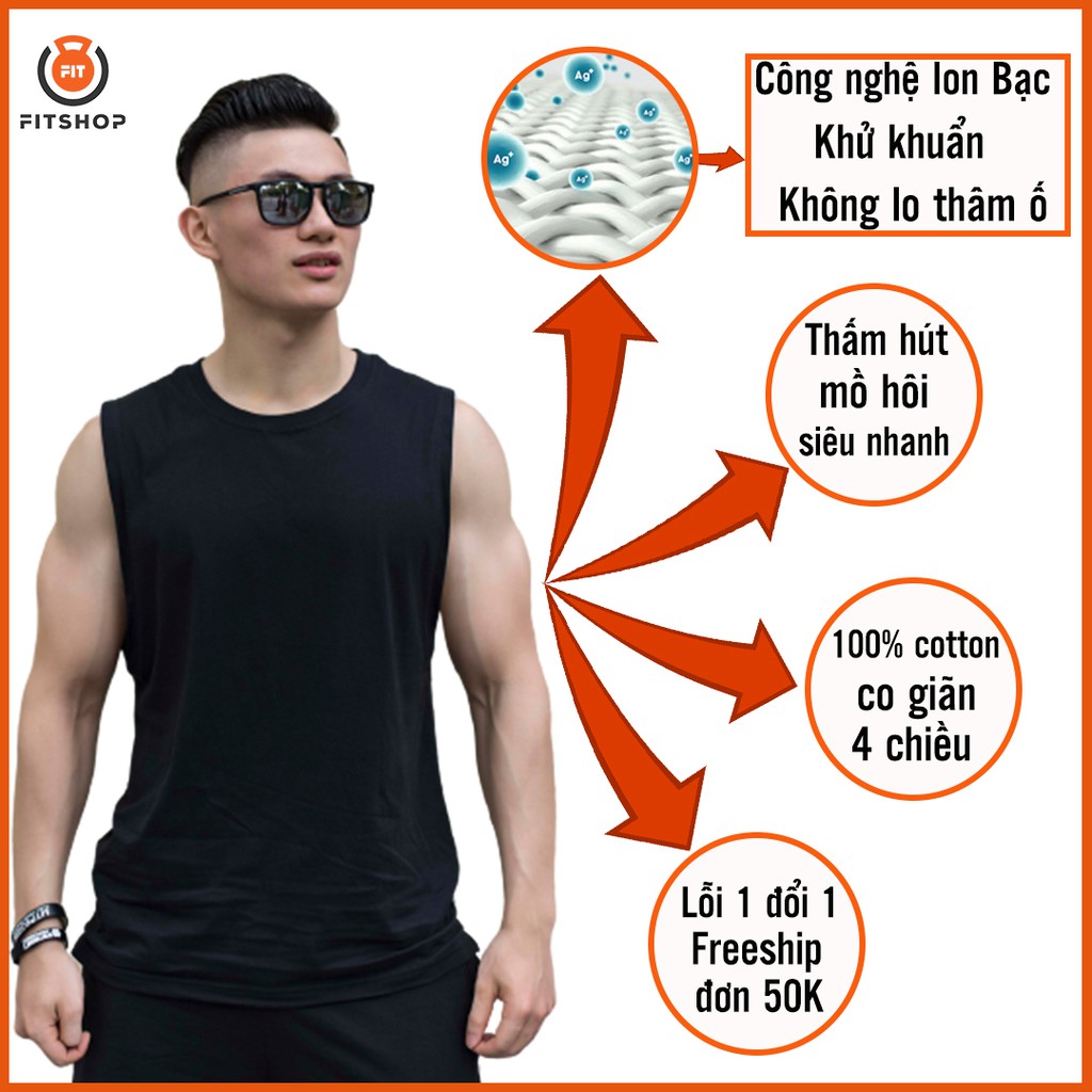 Áo ba lỗ nam, Áo Tanktop, áo tập gym nam cao cấp siêu mát co giãn thoải mái lỗi 1 đổi 1 đẹp từng đường kim mũi chỉ