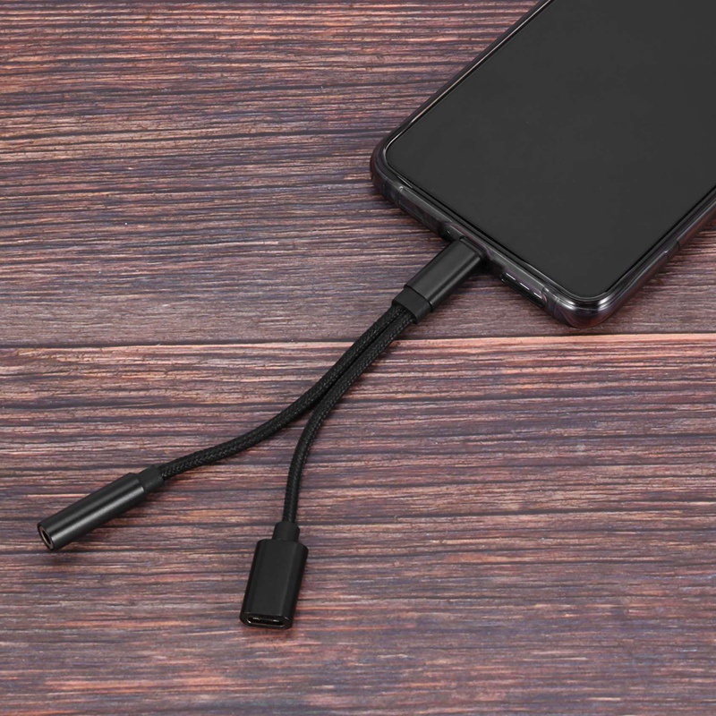 Bộ chuyển đổi tai nghe 2 trong 1 Loại C Bộ chia USB C Jack cắm Bộ chuyển đổi sạc âm thanh AUX cho Huawei Xiaomi