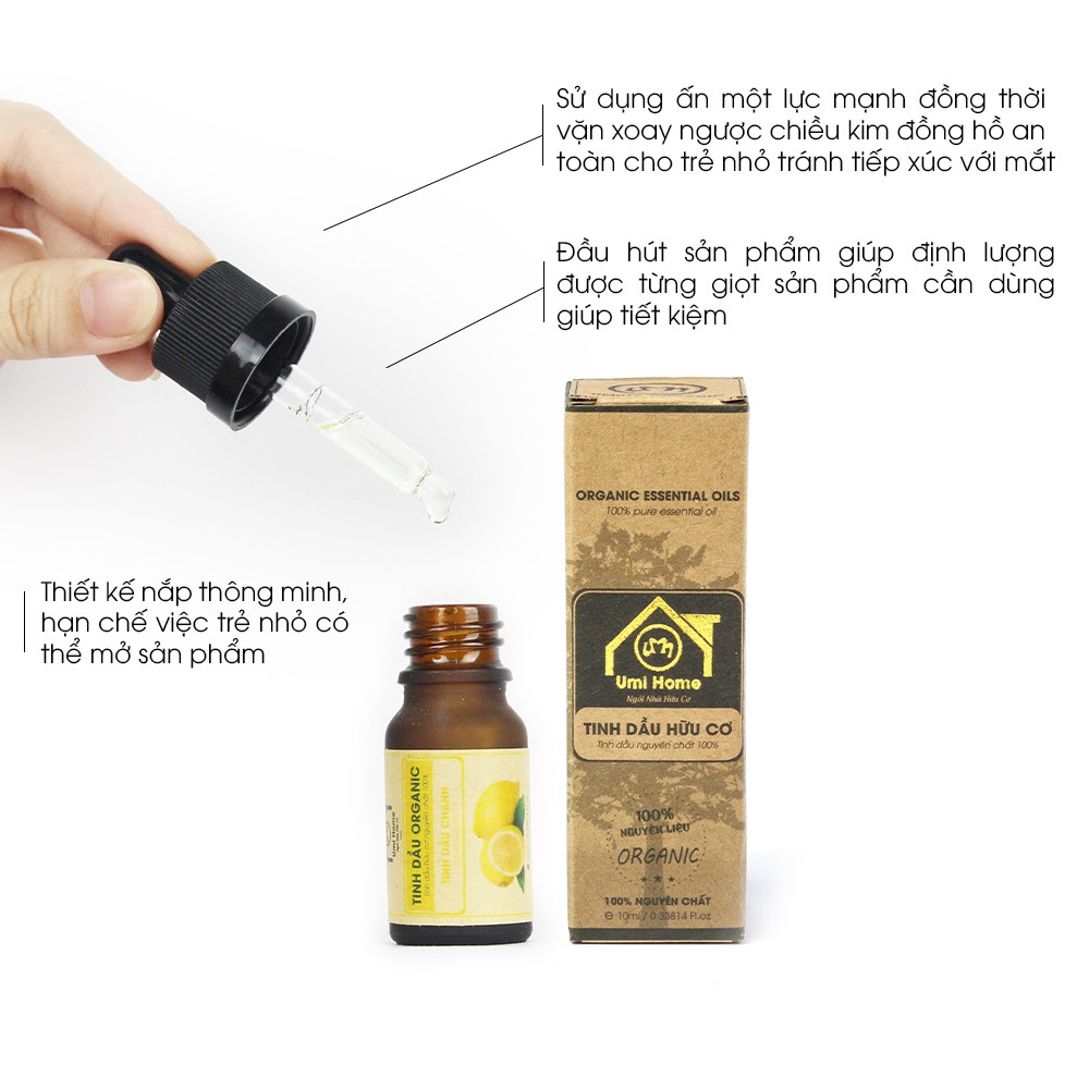 Tinh dầu Chanh hữu cơ UMIHA nguyên chất | Lemon Essential Oil 100% Organic 10ml