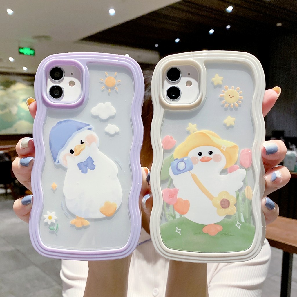 Ốp Điện Thoại Trong Suốt Họa Tiết Gợn Sóng 2 Trong 1 Cho iphone 13 12 pro max 11 XS X XR 7 8 plus 13-7P Sự Bảo Vệ