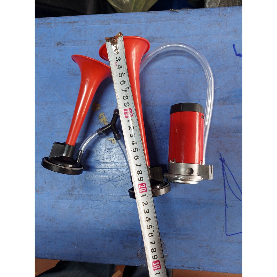 Còi sinh hơi 2 loa đỏ, còi hơi cho xe không có bình hơi điện 12v và 24v