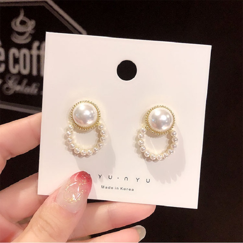 Bông tai kim bạc 925 đính ngọc trai đơn giản thời trang cho nữ