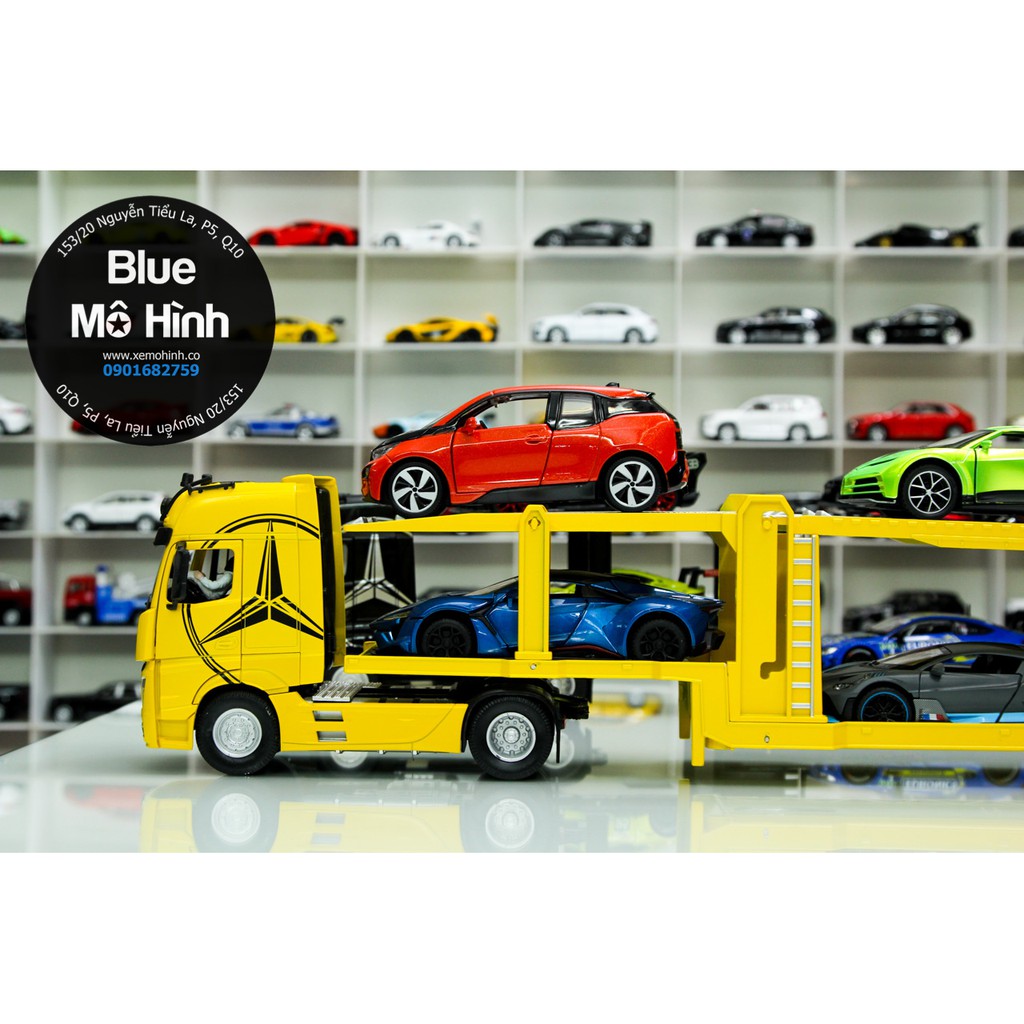 Xe mô hình đầu kéo container xe tải chở xe Mercedes 1:32