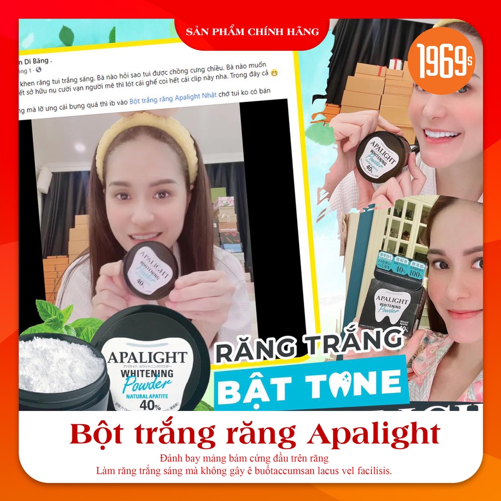 Bột làm trắng răng Apalight Nhật Bản phục hồi men răng, sạch mảng bám, giảm ố vàng, giảm hôi miệng 26g - 1969s Việt Nam