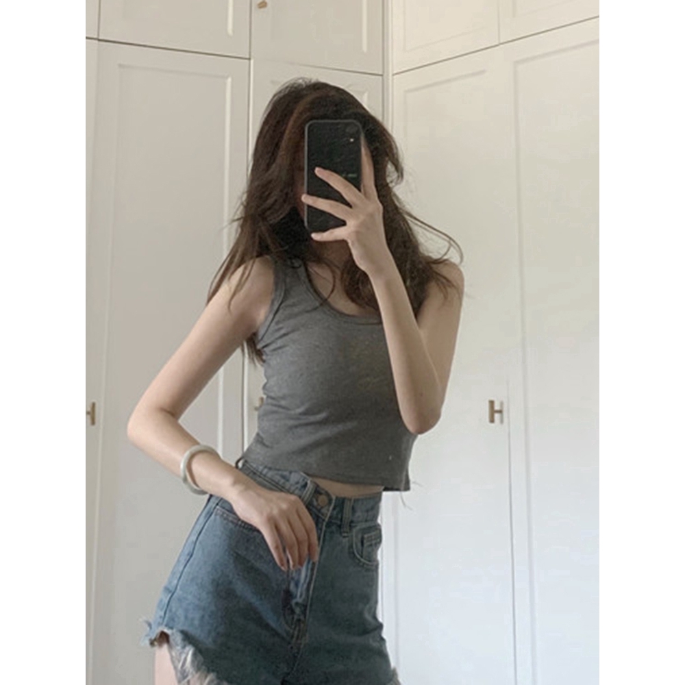 Áo hai dây IELGY dáng ngắn nhiều màu tùy chọn phong cách thời trang mùa hè cho nữ